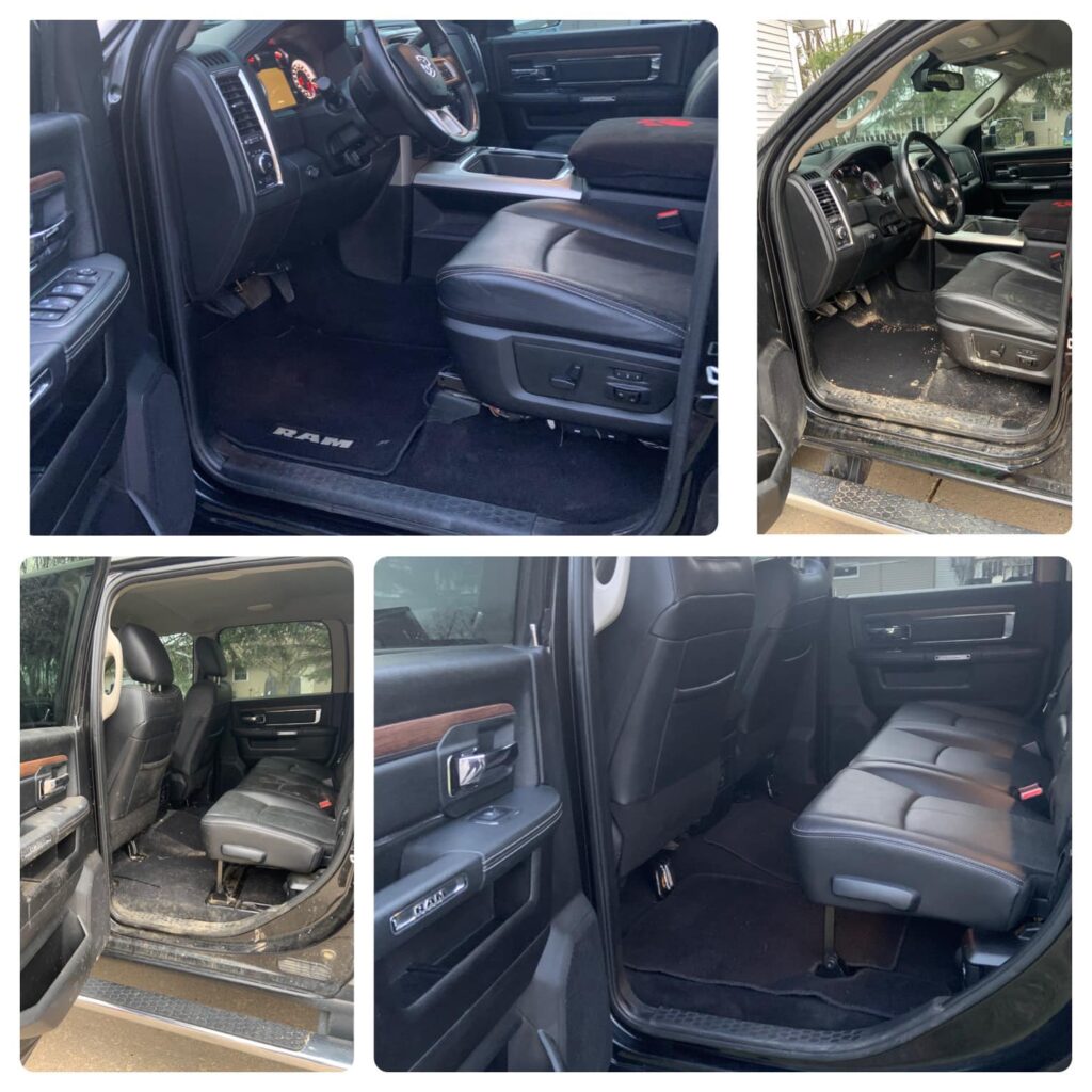 before and after pictures of a vehicles interior